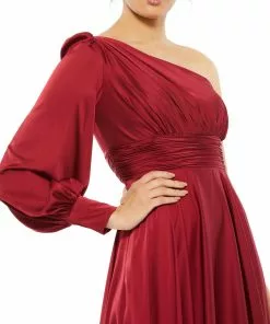 Ieena For Mac Duggal One Shoulder Bishop Sleeve Flowy Gown Shop For