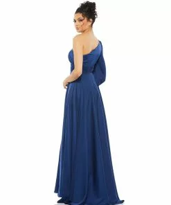 Ieena For Mac Duggal One Shoulder Bishop Sleeve Flowy Gown Shop For