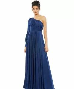 Ieena For Mac Duggal One Shoulder Bishop Sleeve Flowy Gown Shop For