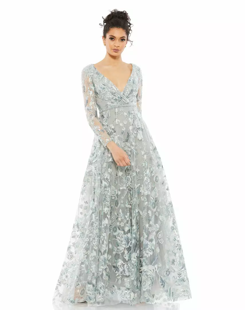 Mac Duggal Embellished V Neck Illusion Long Sleeve A Line Gown Shop For 1 Mac Duggal Embellished V Neck Illusion Long Sleeve A Line Gown Shop For