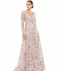 Mac Duggal Embellished V Neck Illusion Long Sleeve A Line Gown Shop For 9 Mac Duggal Embellished V Neck Illusion Long Sleeve A Line Gown Shop For