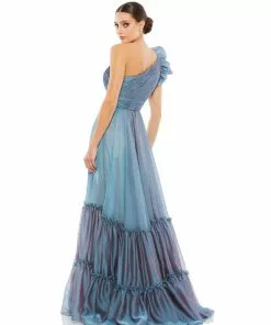Mac Duggal Organza One-Shoulder Pleated Gown Shop For