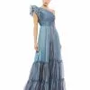 Mac Duggal Organza One-Shoulder Pleated Gown Shop For