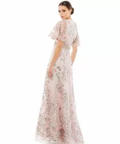 Mac Duggal Shop For Floral Embellished Short Sleeve Gown