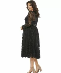 Mac Duggal Shop For Long Sleeve Illusion Lace Dress (Plus)