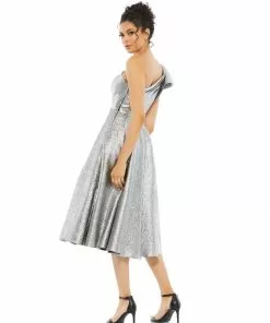 Mac Duggal Shop For One Shoulder Bow Midi Dress