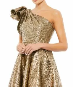 Mac Duggal Shop For One Shoulder Bow Midi Dress