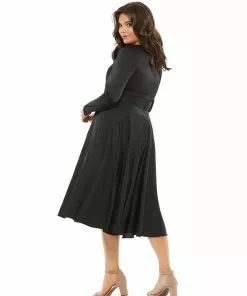 Mac Duggal Satin Long Sleeve Sweetheart Flowy Midi Dress (Plus) 10 Mac Duggal Satin Long Sleeve Sweetheart Flowy Midi Dress (Plus)