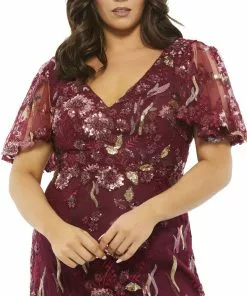 Mac Duggal Floral Embellished Butterfly Sleeve Gown (Plus) Mother Of The Bride + Groom Dresses