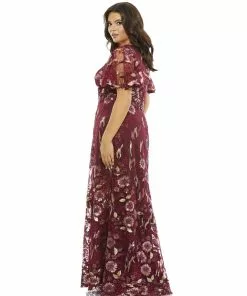 Mac Duggal Floral Embellished Butterfly Sleeve Gown (Plus) Mother Of The Bride + Groom Dresses