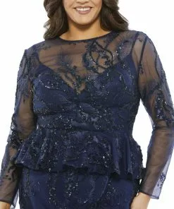 Mac Duggal Embellished Peplum Midi Sheath Dress (Plus)