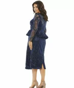 Mac Duggal Embellished Peplum Midi Sheath Dress (Plus)