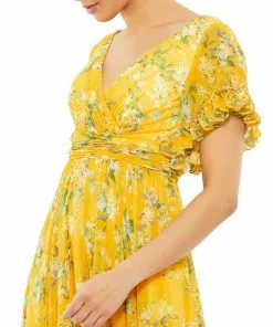 Ieena For Mac Duggal Shop For Flounce Sleeve Floral Maxi Dress