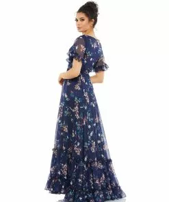 Ieena For Mac Duggal Shop For Flounce Sleeve Floral Maxi Dress