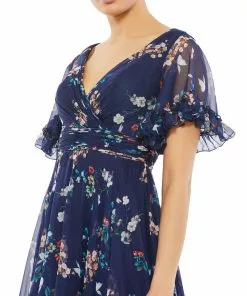 Ieena For Mac Duggal Shop For Flounce Sleeve Floral Maxi Dress