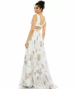 Ieena For Mac Duggal Pleated Criss Cross Cut Out Bodice Tiered Gown Shop For