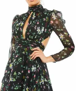 Mac Duggal Floral High Neck Puff Sleeve Gown Shop For 5 Mac Duggal Floral High Neck Puff Sleeve Gown Shop For