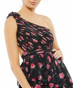 Ieena For Mac Duggal Shop For Rose Print Layered High-Low Dress 5 Ieena For Mac Duggal Shop For Rose Print Layered High-Low Dress
