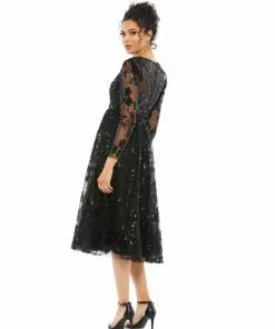 Mac Duggal Shop For Floral Embellished Illusion Cocktail Dress