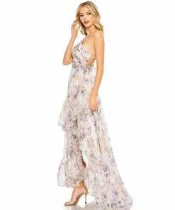 Ieena For Mac Duggal One Shoulder Asymmetrical High Low Gown