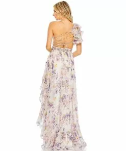 Ieena For Mac Duggal One Shoulder Asymmetrical High Low Gown