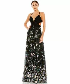 Mac Duggal Embellished Criss Cross Sleeveless Gown Shop For