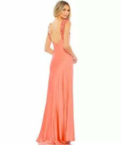 Mac Duggal Embellished Empire Waist Column Gown