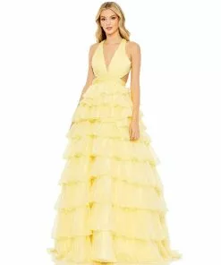 Mac Duggal Shop For Chiffon Layered Cut Out Ballgown