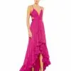 Ieena For Mac Duggal Pleated Tiered Cut Out Sleeveless Gown