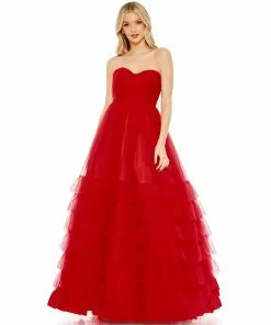 Mac Duggal Bustier Tulle Tiered Ballgown