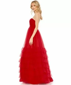 Mac Duggal Bustier Tulle Tiered Ballgown