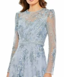 Mac Duggal Embellished Illusion Long Sleeve Midi Dress Shop For