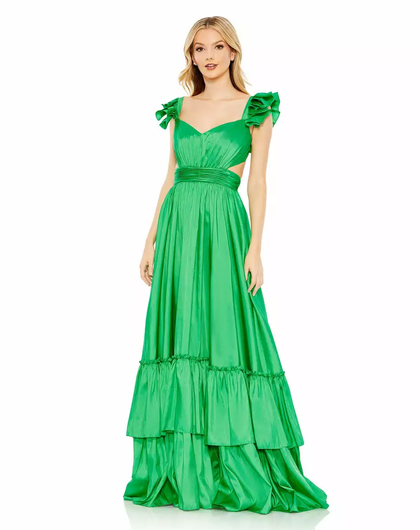 Mac Duggal Ruffle Shoulder Cut Out Gown 4 Mac Duggal Ruffle Shoulder Cut Out Gown