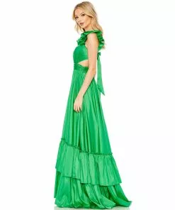 Mac Duggal Ruffle Shoulder Cut Out Gown 16 Mac Duggal Ruffle Shoulder Cut Out Gown