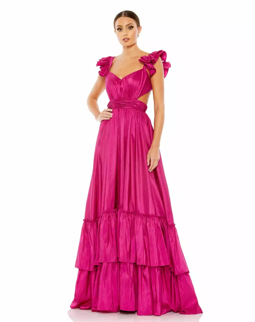 Mac Duggal Ruffle Shoulder Cut Out Gown 1 Mac Duggal Ruffle Shoulder Cut Out Gown