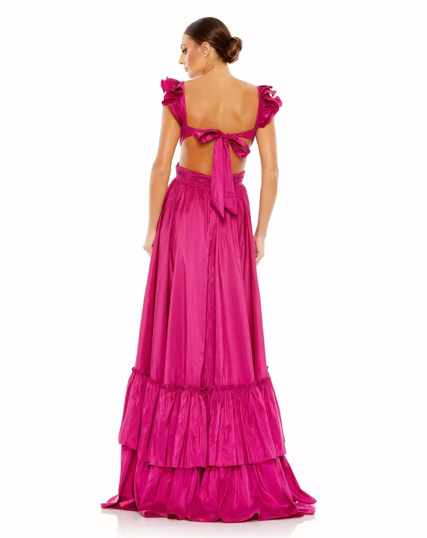 Mac Duggal Ruffle Shoulder Cut Out Gown 2 Mac Duggal Ruffle Shoulder Cut Out Gown