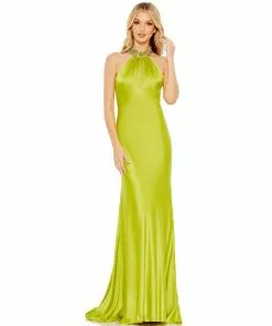 Mac Duggal Shop For Beaded Halter Keyhole Column Gown