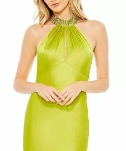 Mac Duggal Shop For Beaded Halter Keyhole Column Gown