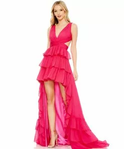 Mac Duggal Shop For Ruffle Tiered Cross Over High Low Gown