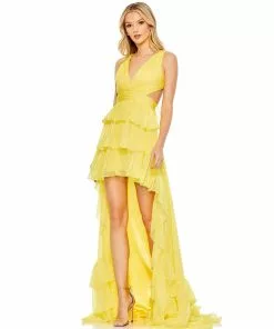 Mac Duggal Shop For Ruffle Tiered Cross Over High Low Gown