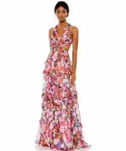 Mac Duggal Ruffled Cut Out Sleeveless Gown Shop For