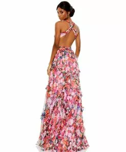 Mac Duggal Ruffled Cut Out Sleeveless Gown Shop For
