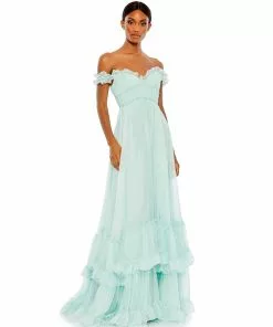 Mac Duggal Shop For Ruffle Tiered Babydoll Flowy Gown