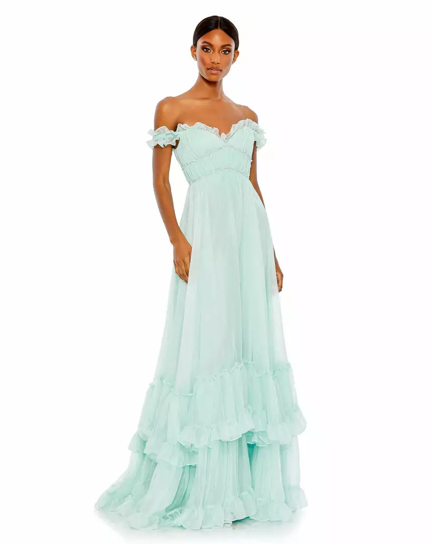 Mac Duggal Shop For Ruffle Tiered Babydoll Flowy Gown 1 Mac Duggal Shop For Ruffle Tiered Babydoll Flowy Gown