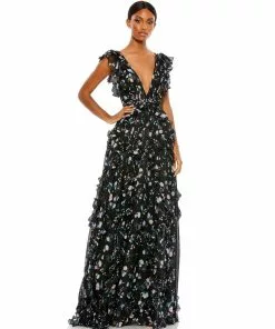 Ieena For Mac Duggal Ruffled Floral Print Cap Sleeve Gown Shop For 12 Ieena For Mac Duggal Ruffled Floral Print Cap Sleeve Gown Shop For