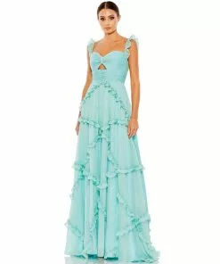 Mac Duggal Shop For Ruffle Tiered Sleeveless Flowy A Line Gown