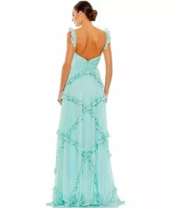 Mac Duggal Shop For Ruffle Tiered Sleeveless Flowy A Line Gown