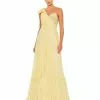Mac Duggal Embellished Soft Tie One Shoulder Ruffle Gown Shop For
