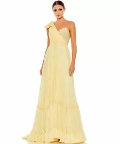 Mac Duggal Embellished Soft Tie One Shoulder Ruffle Gown Shop For