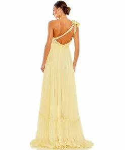 Mac Duggal Embellished Soft Tie One Shoulder Ruffle Gown Shop For